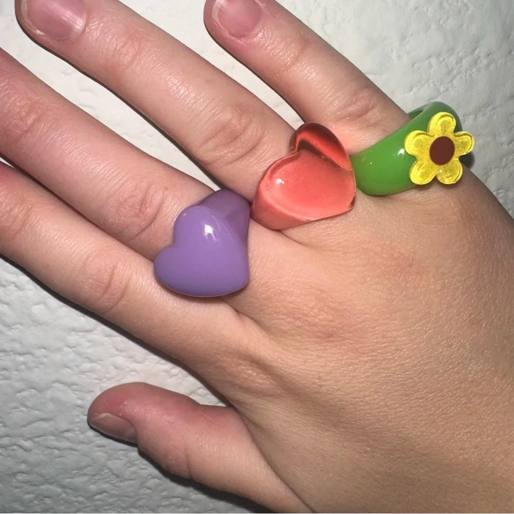 ASOS DESIGN Yellow + Green Flower Ring